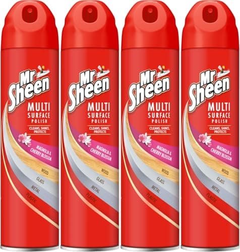 Image of Mr Sheen Multi Surface Polish Spray, For Use on Wood, Plastic, Glass and Metal, Scent: Magnolia & Cherry Blossom 250ml, Pack of 4