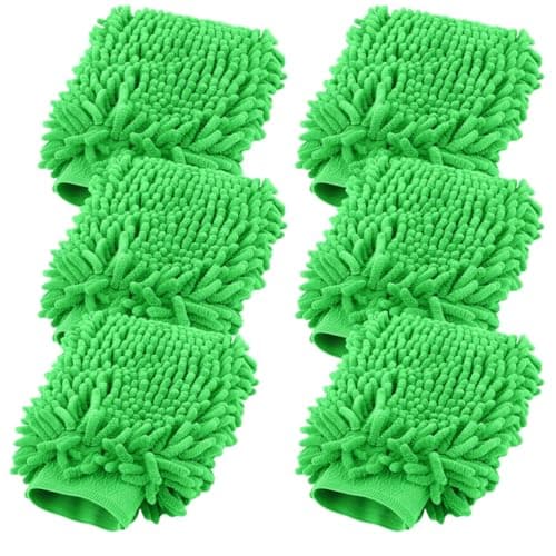 Image of FS-PINGXIANG 6 Pcs Car Wash Mitts, Double Sided Microfiber Car Wash Mitts Super Absorbent Microfibre Gloves Microfibre Cloth for Car Cleaning Household Cleaning
