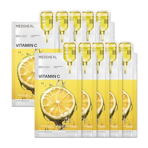 Image of Mediheal Vitamin C Essential Sheet Mask Clear Toning Pure Vitamin C & 10 Vita Actives For Hydration, Blemish. Vegan Formula 10 Pcs. Transparent