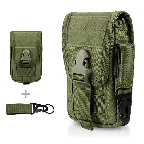 Image of WYNEX Tactical Phone Pouch Molle, Smartphone Holster Bag EDC Utility Cellphone Lock Card Holder Organizer Fit for Waist Belt Case Include Tactical Gear Clip (Army Green)