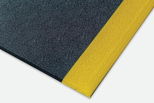 Image of Safe Industrial Kumfi Pebble Llight Duty Anti-Fatigue Mat for Kitchen, Workshop, Standing Desk - Rubber Heavy Duty Mat - 60cm x 90cm - Black/Yellow