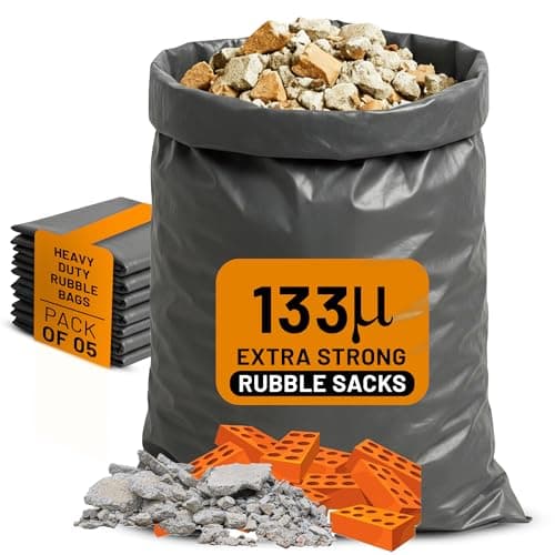 Image of Paxfords Heavy Duty Rubble Sacks – Extra Strong 133 Micron Rubble Bags 20 x 30 inch, Tear Resistant Builders Bags for Construction Waste, Household, Timber and Gravel 100kg Load (Grey, 5 Pack)