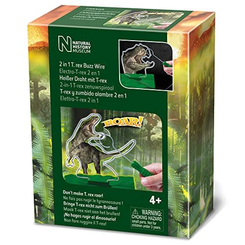 Image of Natural History Museum Buzz Wire Game: 2 in 1 T-Rex Challenge for Toddler & Kid, Includes Game, Ages 3+, Green, Orange