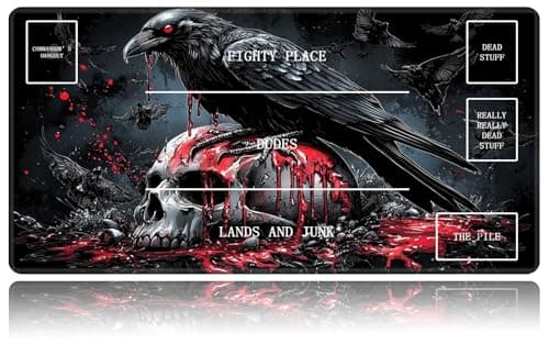 Image of HEAKIERG Red Skull Eagle Card Game Mats, MTG Playmat & Mouse Pad 24" x 14", Game Play Mat with Stitched Edge for Surface Battle, Anime TCG Card Desk Writing Pad