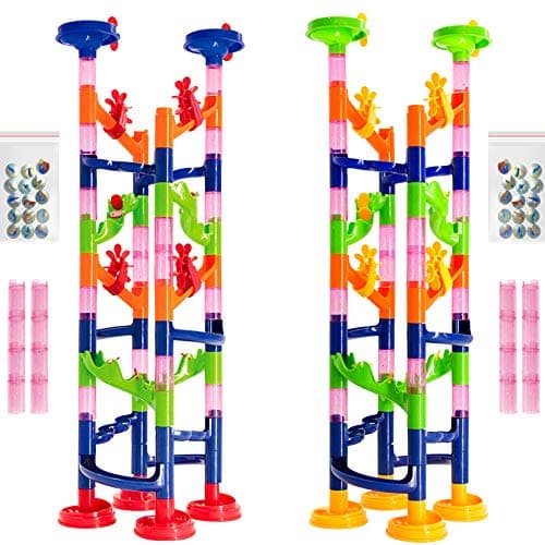 Image of WEofferwhatYOUwant Marble Run Coaster Toy Challenge, Twin Track Construction Set with 122 Assembled Pieces - Interactive Building Activity for Children 3 Years and up