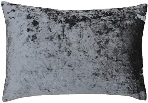 Image of Riva Paoletti Verona Cushion Cover Rectangle - Pewter Grey - Velvet Feel - Crushed Velvet Look - Hidden Zip Design - 100% Polyester - 40 x 60cm (16" x 24" inches) - Designed in the UK