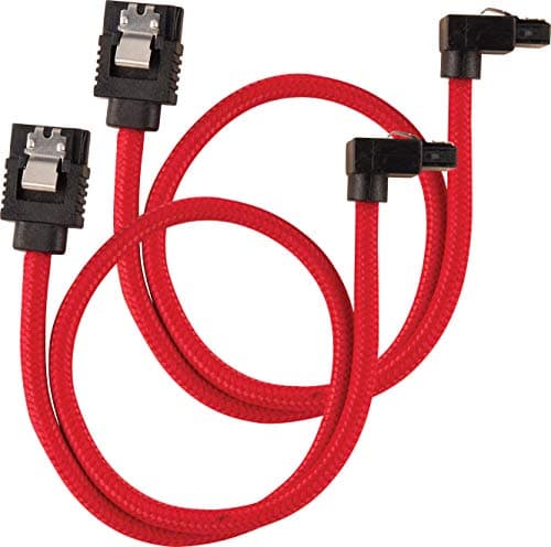 Image of Corsair Premium Sleeved SATA Cable - SATA 6Gbps 30cm, 90° Connector, Red