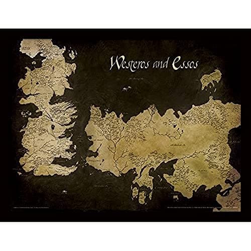 Image of Game of Thrones FP11393P-PL Westeros and Essos Antique Map 30x40 cm Framed Print