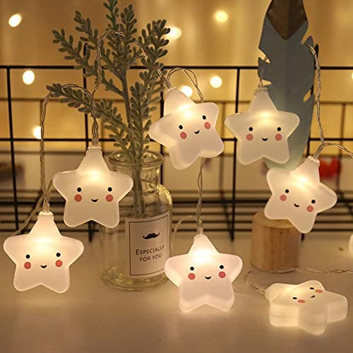 Image of NIWWIN Baby Kids Cute Cloud Star Shape Lamp Room Light Corridor Decor Small Night Light Halloween Christmas Holiday String Lights 10 LED with Battery Powered Party Classroom Dining Room Decor (Star)