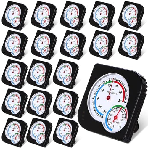 Image of Tellegloww 20 Pcs Indoor Thermometer and Humidity Gauge Mini Mechanical Hygrometer with Humidity Reading Pointers No Battery Needed Wireless Desktop Hanging Hygrometer for Home Office Kitchen