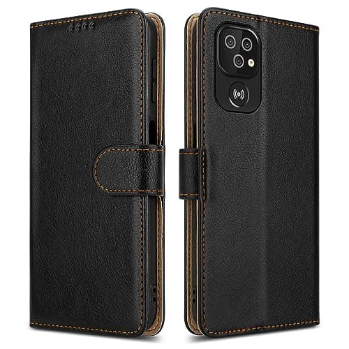 Image of PIXFAB For Doro 8200 Leather Phone Case, Magnetic Closure Full Protection Book Folio Design, Wallet Case Cover [Card Slots] and [Kickstand] For Doro 8200 - Black