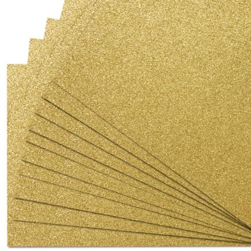 Image of Springboard A4 Gold Glitter Card Sheets - 10-Pack 290gsm Non Shed Glitter Cardstock for Card Making - Compatible w/Die-Cutting Machines - Sparkly Craft Supplies
