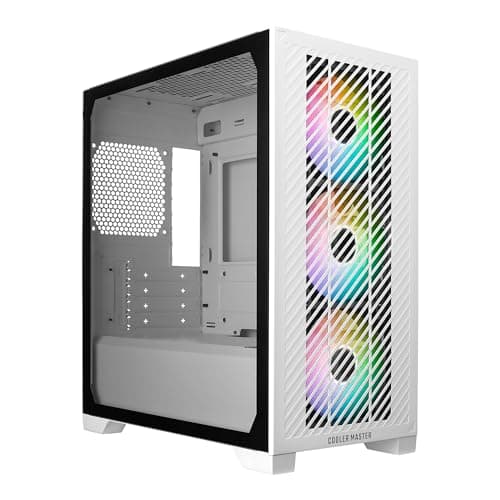 Image of Cooler Master Elite 301 White Micro-ATX High Airflow PC Case, 365mm GPU Max, 280mm AIO Max, Type C, Tempered Glass, Triple 120mm PWM Fan, Intakes Grill, Breathable PSU Shroud