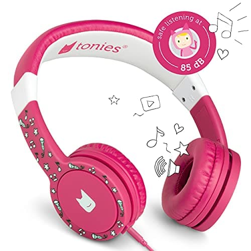 Image of tonies® Wired Headphones for Toniebox, Kid-Safe Padded Over Ear Headphones with Volume Limiting, 1.2m Retractable Cable and 3.5mm Jack in Pink