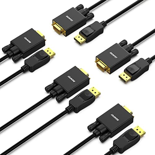 Image of BENFEI DisplayPort to VGA Cable, 5 Pack 1.8M Display Port of Computer/Laptop to VGA of Monitor/Projector Gold-Plated Adapter (Not Bidirectional,Not Compatible with HDMI or USB)…