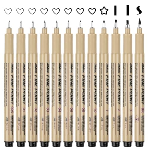 Image of Svalor Fineliners Pens, 12 Piece Fine Liner Pens Black with 12 Different Line Widths, Drawing Pens for Artists, Black Fineliner Pens for Illustration, Sketching, Technical Drawing