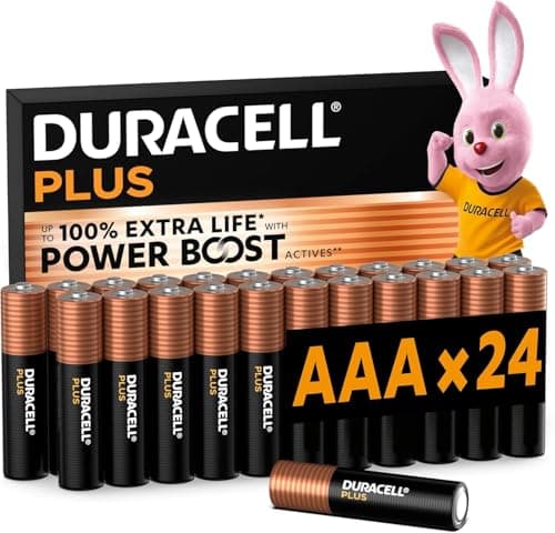 Image of DURACELL Plus AAA Batteries (24 Pack) – Alkaline Batteries 1.5V – Up to 100% Extra Life with Power Boost Actives– Reliability for Everyday Devices – 0% Plastic Packaging – 10-Year Storage-LR03 MN2400