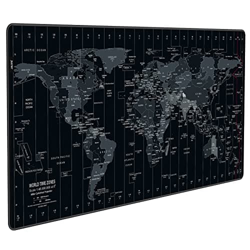 Image of JIALONG Large Mouse Mat, Gaming Mouse Pad with Superior Micro-Weave Cloth, Comfortable Keyboard Pad, Desk Mat for Gamer Office Work Home, 900x400mm Black World Map