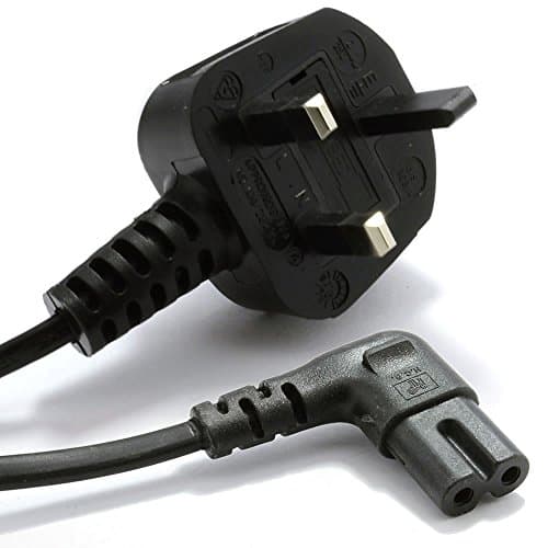 Image of kenable Power Cord UK Plug to Right Angle Figure 8 C7 Lead Cable for TV Radio Laptop Charger Black 1.8m