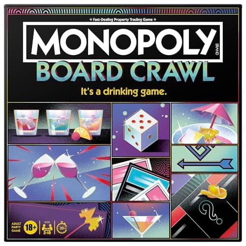 Image of Monopoly Board Crawl Party Game, Official Monopoly Drinking Game for Adults Ages 18+ - English Version