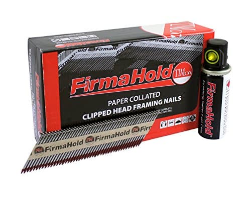 Image of TIMCO FirmaHold Collated Clipped Head Ring Shank A2 Stainless Steel Nails & Fuel Cells - Shank 2.8 x 50 - Silver - Box of 1100