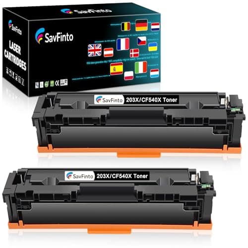 Image of SavFinto 203X Black Toner Cartridges Replacement for HP CF540X CF540A 203X 203A Toner Compatible with HP Color Laserjet Pro MFP M281fdw M281fdn M280nw M254dw M254nw M254dn (2 Black)