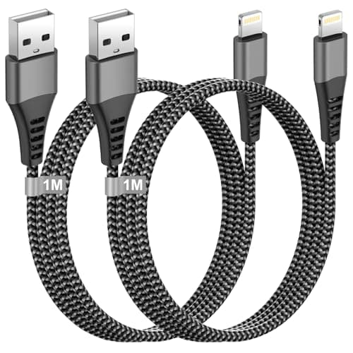 Image of iPhone Charger Cable 1M 2Pack, [MFi Certified]USB to Lightning Cable iPad Charger Cord Nylon Apple USB Cord Fast Charging iPad Lead Wire for Apple iPhone 14 14 Plus 14 Pro 13 12 11 XR XS X 8 7 6 SE 5S