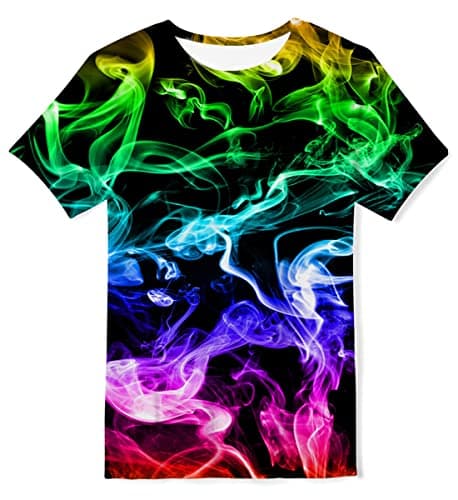Image of Kids4ever Kids Boys T Shirt Colorful 3D Printed T-Shirt Crewneck Short Sleeve Tee Shirts Summer Tops for Sports School 13-14 Years