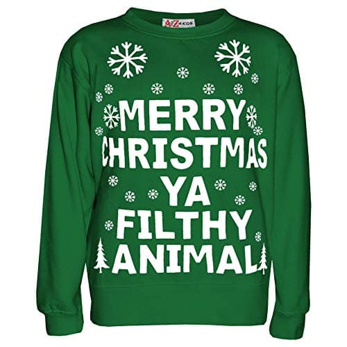 Image of A2Z 4 Kids Girls Boys Merry Christmas Jumper Comfortable - Ya Filthy Jumper Green 3-4