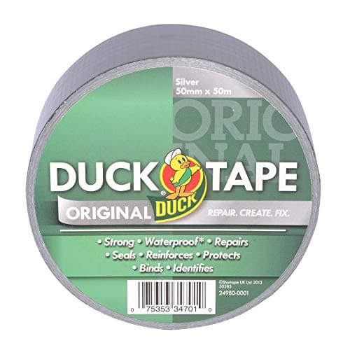 Image of Duck Tape Original Silver, 50 mm x 50 m. The original high strength waterproof gaffer and duct adhesive cloth repair tape