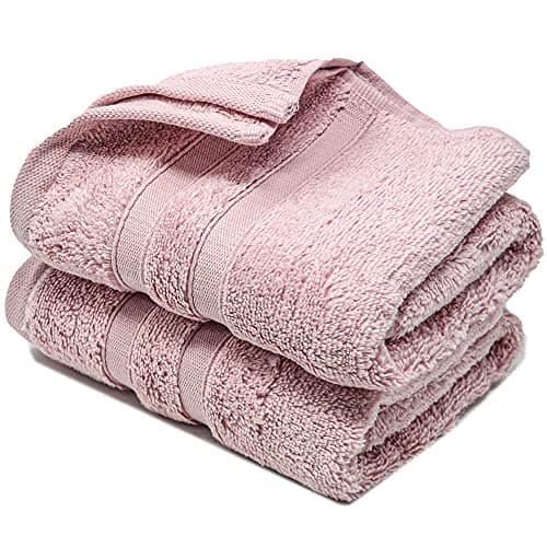 Image of Hand Towels 600gsm ZERO TWIST Cotton Highly Absorbent & Quick Dry Luxury Hotel Quality Luxe Collection Fade Resistant 50x80cm (Blush Pink, Pack Of 2)