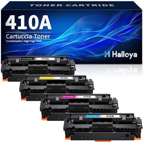 Image of Halloya 410A Compatible Toner Cartridges Replacement for HP CF410A 410X CF410X for Color LaserJet Pro M477fdw M477fnw M477fdn M452nw M377dw M452dn M452dw M477dw M477nw (4 Pack)