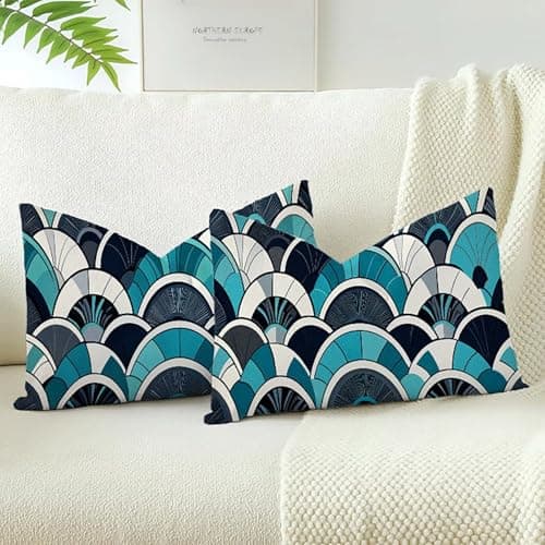 Image of Xlccaioo Set of 2 Multicolor Soft Velvet Cushion Covers, 70x40cm Double Sided Decorative Cushion Cover, Sofa Pillow Cover with Invisible Zipper Throw Pillow Covers for Home Decor Sofa Room XC-8228
