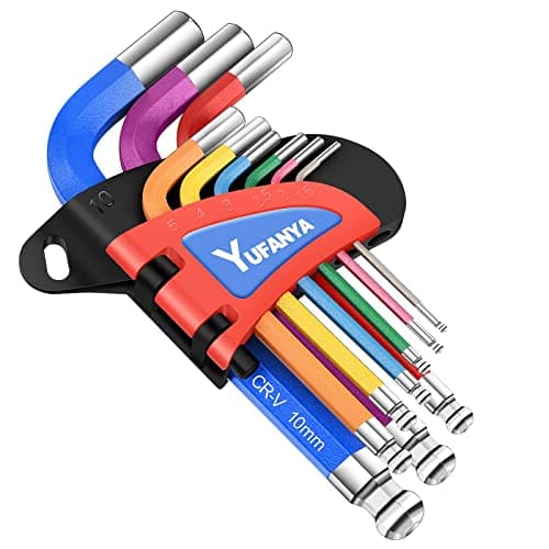 Image of YUFANYA 9PCS Allen Key Set,Short Arm Metric Hex Wrench Set,Ball End Hex Key Set with Multi Colour Coded,Sizes 1.5-10mm for Bicycle Repair,Furniture Assembly,Appliance Repair,Household DIY