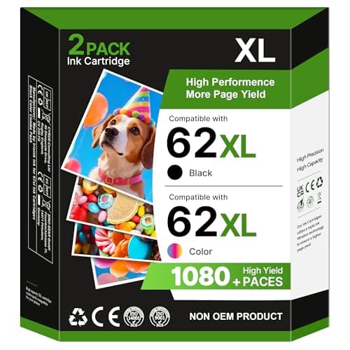 Image of Salols 62XL Ink Cartridges Replacement for HP 62 Ink Cartridges Twin Pack for HP62 Genuine Black and Tri Colour 62 XL for HP Envy 5540 5640 5546 5544 5644 5541 OfficeJet 250 200 5740 Packing May Vary
