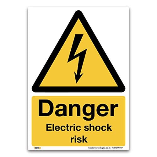 Image of Danger Electric shock risk Sign - A4 1mm Rigid Plastic Sign - Warning Construction Security