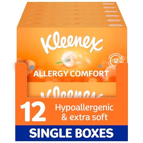 Image of Kleenex® Allergy Comfort Tissues - Pack of 12 Tissue Boxes- Hayfever Allergy Comfort Tissues - Extremely Gentle, Perfect for Hay Fever Symptoms