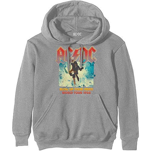 Image of Ac/Dc Grey Blow Up Your Video Official Unisex Hoodie Hooded Top (Large)