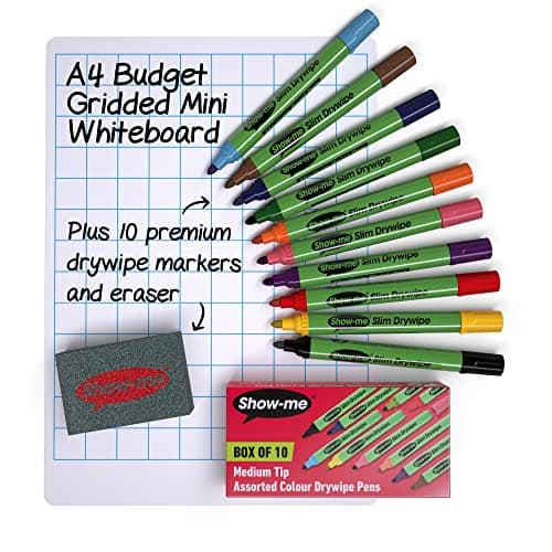 Image of Show-me A4 Gridded Mini Whiteboard Kit