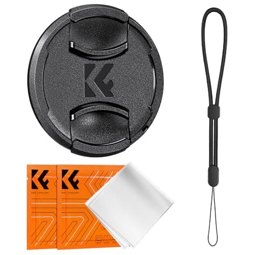 Image of K&F CONCEPT 67MM Lens Cap Cover, 4-in-1 Snap-on Lens Cover with 1 Black Anti-Loss Keeper Leash and 2 Microfiber Cleaning Cloths, Compatible with Canon Nikon Sony Camera Lenses with 52MM Filter Thread