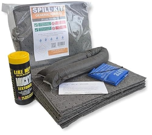 Image of 20 Litre General Purpose Compact Spill Kit, Vehicle and Workplace Emergency Absorbent Pack for Oil, Coolant, Solvents and Water. Includes free pack of Muckyz.
