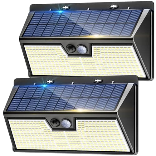 Image of nipify 318LED Solar Security Lights Outdoor Motion Sensor, 2 Pack 3 Modes Solar Powered Fence Light Waterproof, Bright Pir Wall Light for Garden Yard Garage Outside Door Porch Gate
