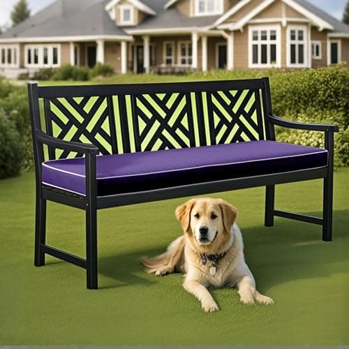 Image of VEARZ Garden Bench Cushions 3 Seater (145x52x6 cm) Seat Pad, Comfortable Thick Dining Purple Bench Piping Cushion Indoor & Outdoor Use