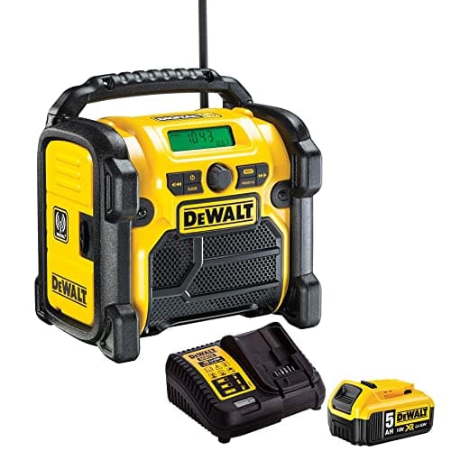Image of Dewalt DCR020 240V Compact DAB Radio with 1 x 5.0Ah Battery & Charger