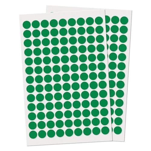 Image of YIKIADA Green 13 mm Dot Stickers Self-Adhesive Vinyl Circle Labels Colour Coding Sticky Dots for Office Warehouse Price Tags Classroom Organisation 1170 Pieces