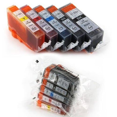 Image of CLI-521 / PGI-520 Canon Compatible Multipack - 1 Full Set of 5 Ink Cartridges for Canon Pixma IP3600 IP4600 IP4700 MP540 MP560 MP620 MP630 MP640 MX860 MX870 MP980 and MP990 printers (contains 1x PGI-520BK, 1x CLI-521BK, x1 CLI-521C, x1 CLI-521M, x1 CLI-521Y) Fully Chipped and Ready To Use!