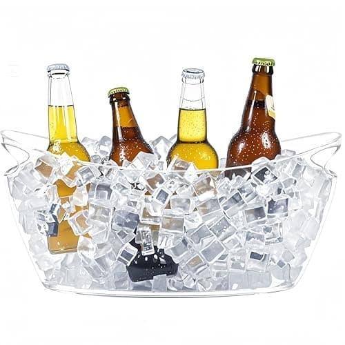 Image of Dmnnlp 6 L Ice Bucket, Large Acrylic Drinks Buckets, Wine Champagne Bucket, Ice Buckets for Parties BBQ Summer Outdoor Party Picnic, Perfect for Beer Wine Juice Cider -Clear