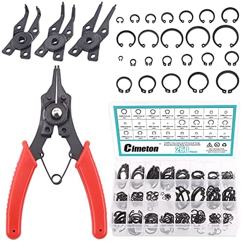 Image of Cimeton 261Pcs 4 in 1 Snap Ring Pliers and Retaining Rings Assortment Set Includes Pliers and 12 Sizes Circlip Snap Retaining Clip Rings for Automotive and Engine Repair Work