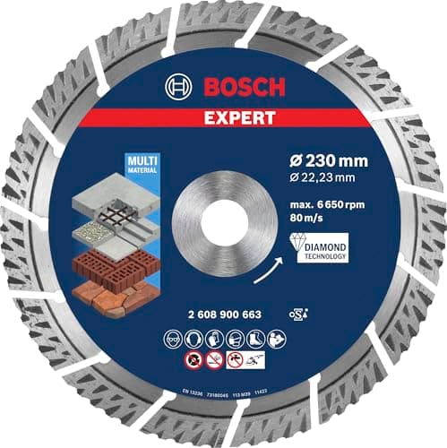 Image of Bosch 1x EXPERT MultiMaterial Diamond Cutting Disc (for Concrete, Reinforced concrete, Ø 230 mm, Professional Accessory Large Angle Grinder)