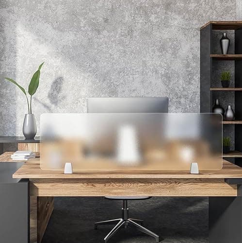 Image of Acrylic Privacy Desk Divider, Clear Panel for Home & Office, Satin Finish Partition, Stylish Workspace Shield Enhanced and Focus